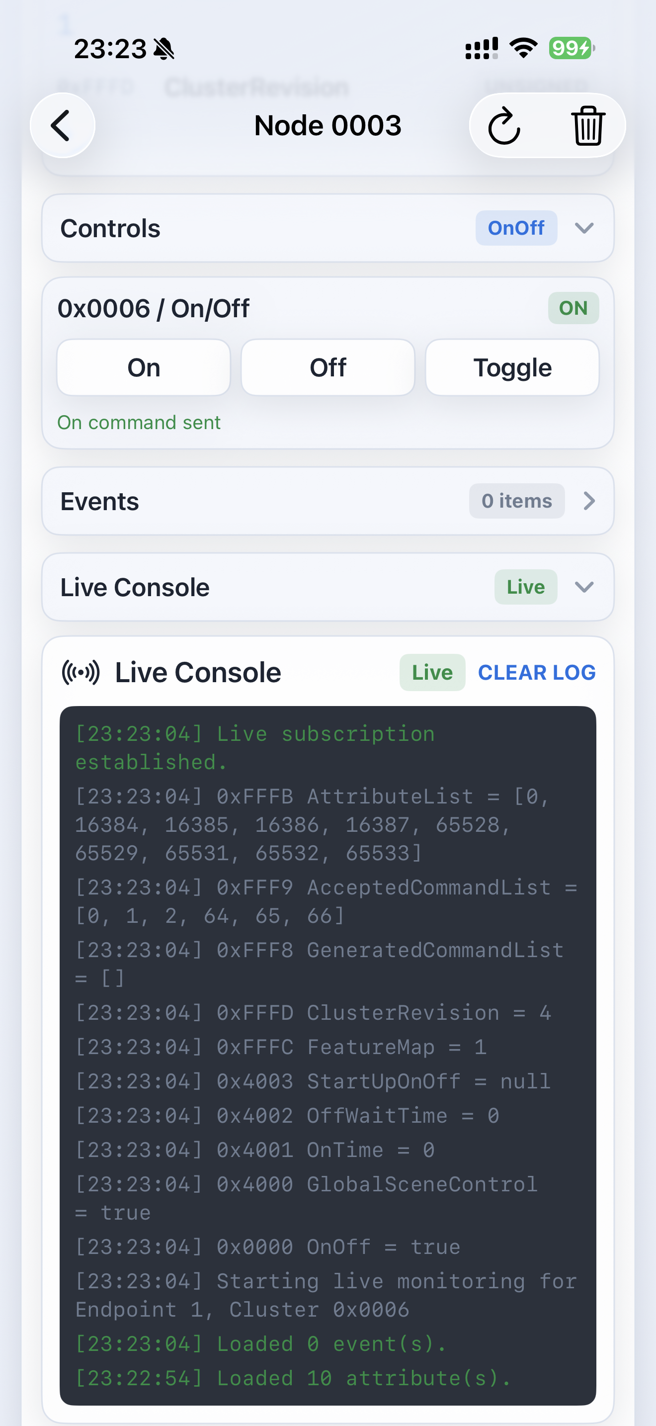 Matterlyzer controls view