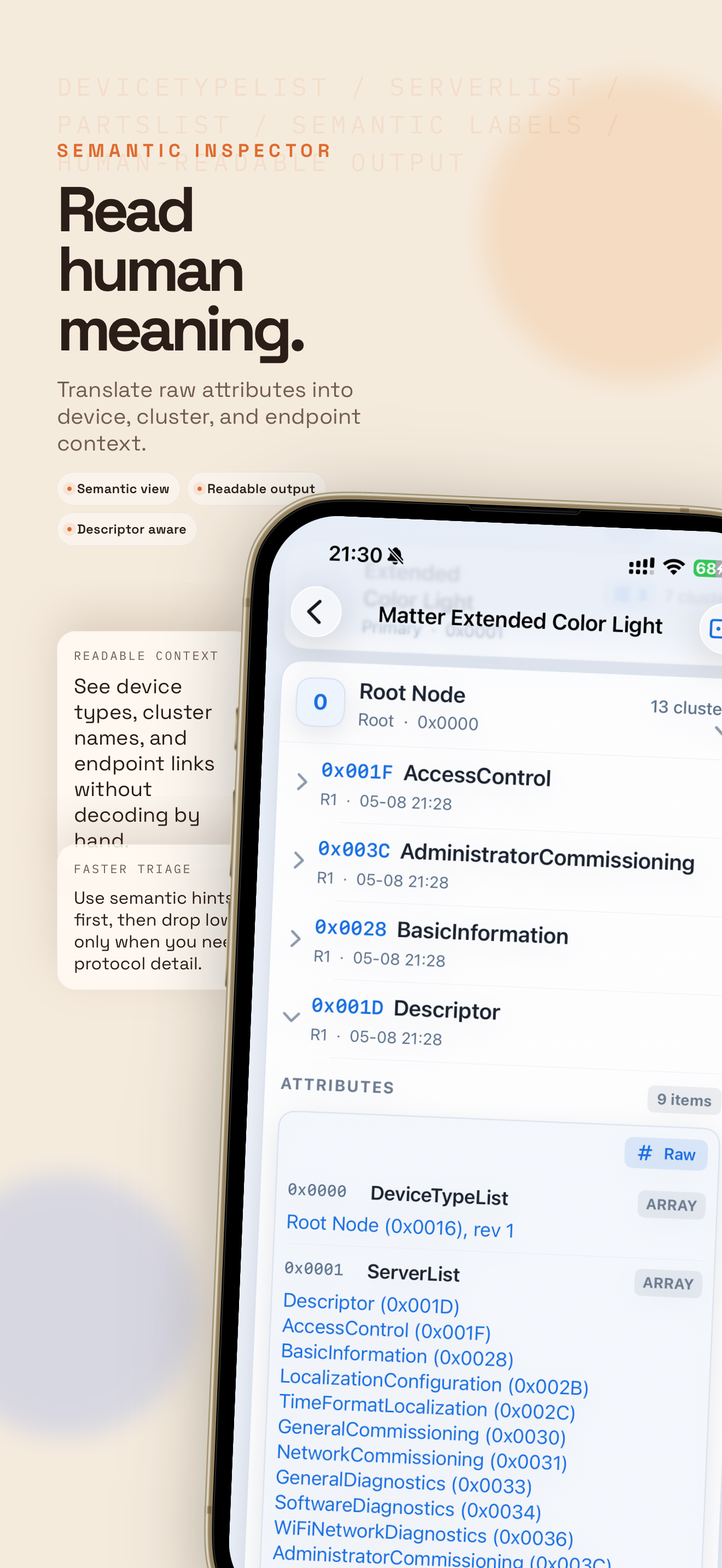 Matterlyzer attribute read screen