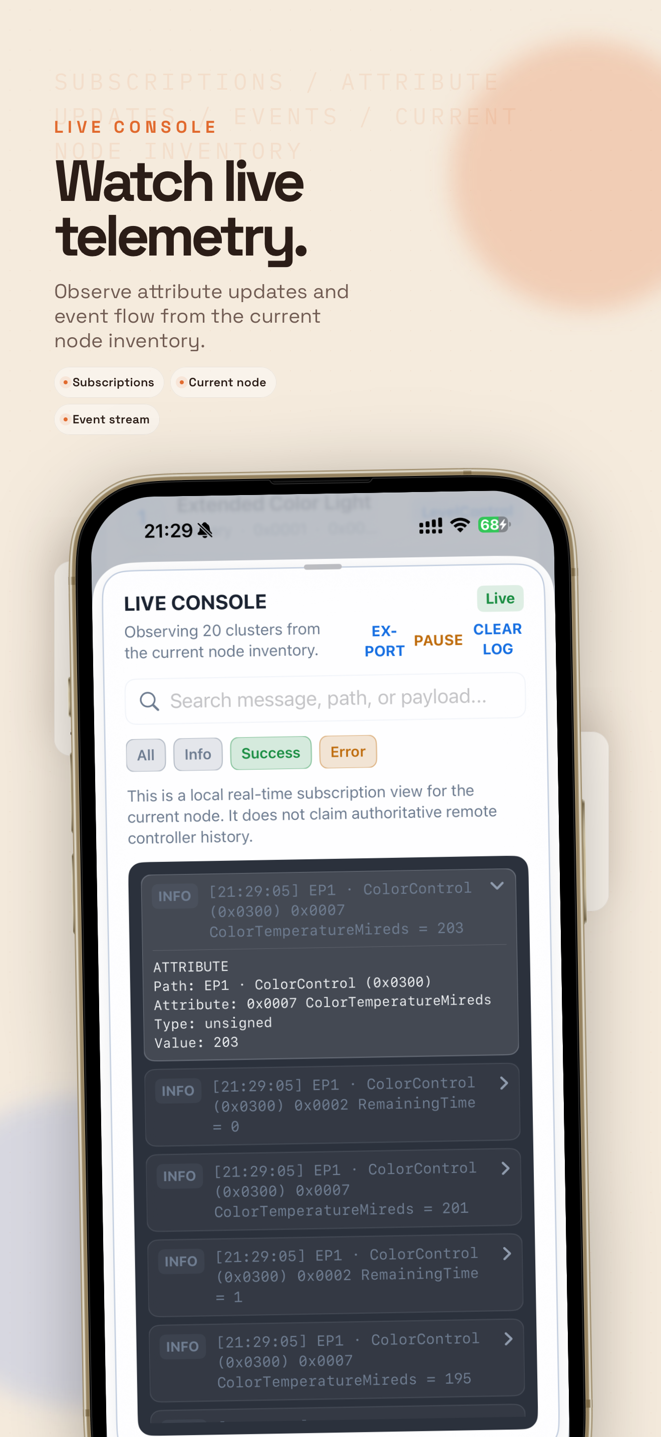 Matterlyzer live console screen