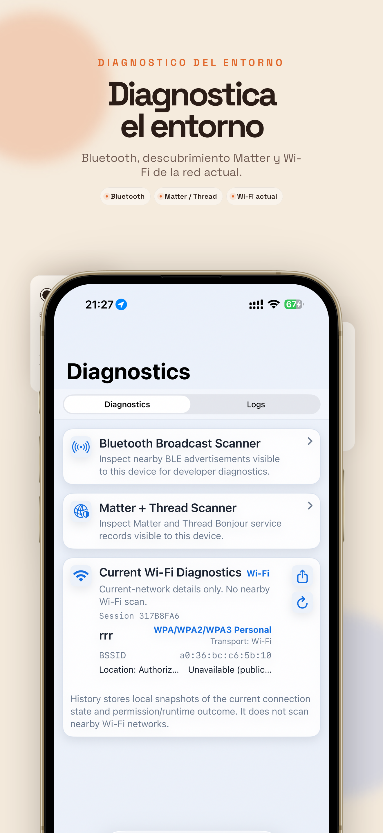Pantalla de diagnóstico de Matterlyzer
