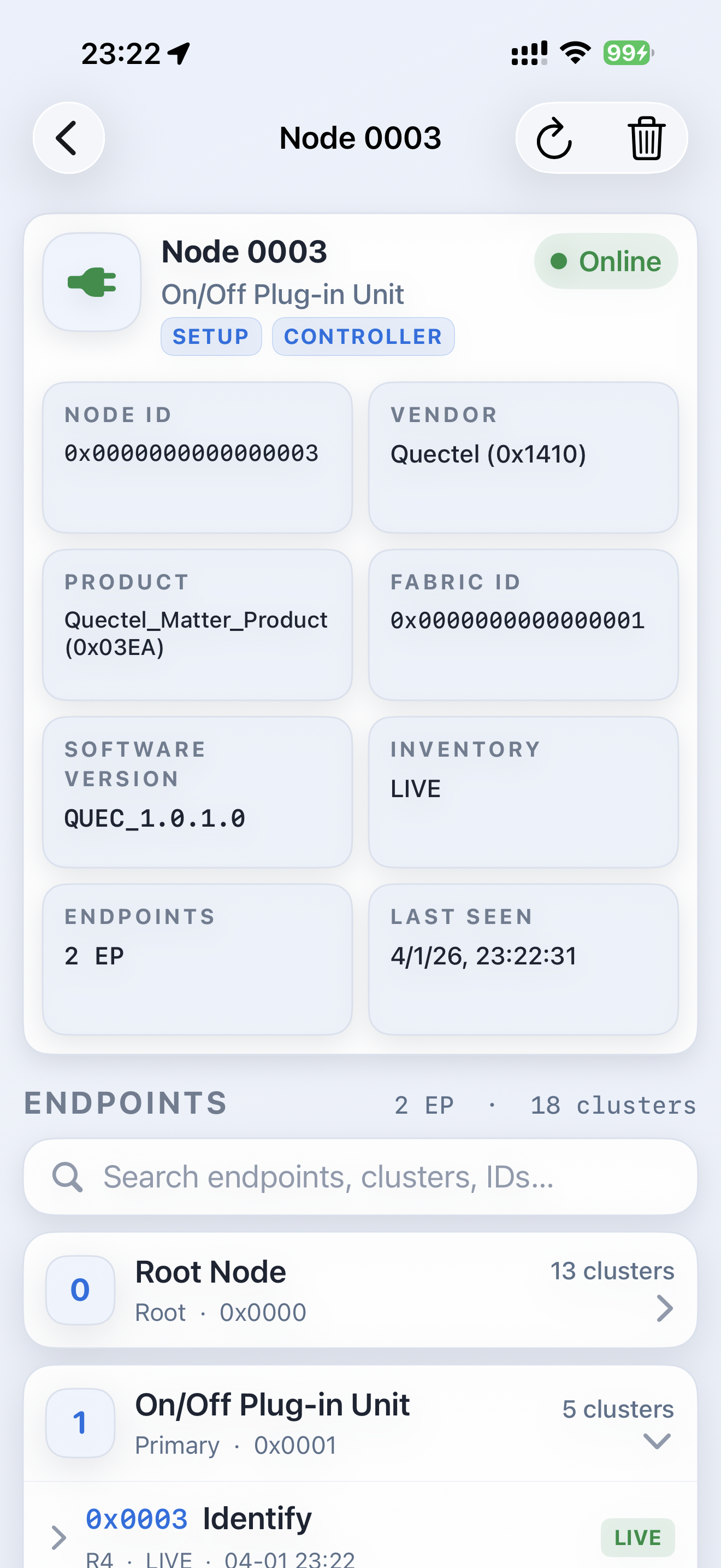 Matterlyzer node detail view